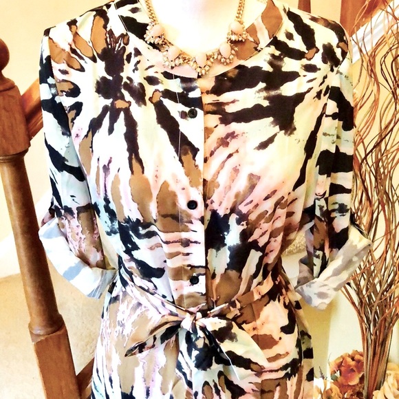 SHEIN Belted Tie Dye Shirt Dress - Picture 5 of 10